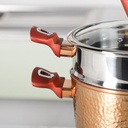 Couscoussier Olina  - Capacité : 8 Litres - Nombre de pièces : 3 - Matériau : Granite - Facile à nettoyer, sain et hygiénique - Fabriqué à partir de matériaux naturels et durables - Poignées ergonomiques et décoratives résistantes à la chaleur - Résistant à la chaleur élevée, tolérant aux défauts chimiques - Couleur : Cuivre